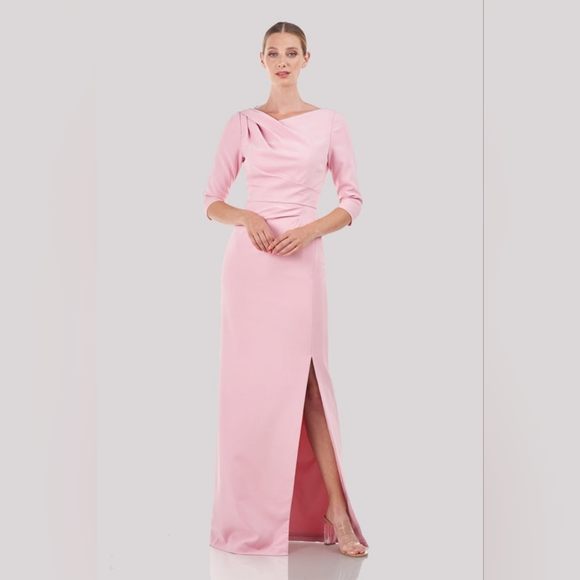 Kay Unger Margerite Maxi Column Gown Side Slit In Pink Mauve Size 2 - Picture 1 of 6